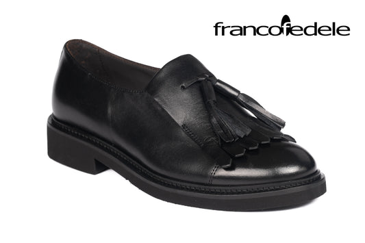 Franco Fedele D549 Brivio Black Fringe Moccasin